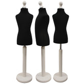 Children Kids Age 6-8 Years Tailors Dummy Mannequin, Black Torso Bust with a White Wood Round Base